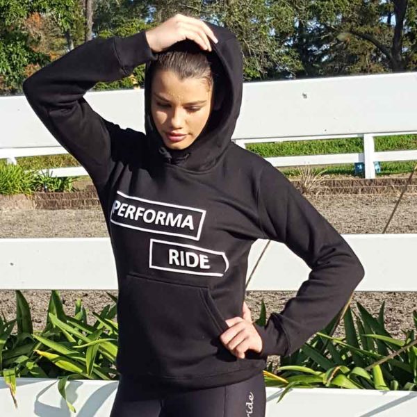 horse riding hoodie black front performa ride 800